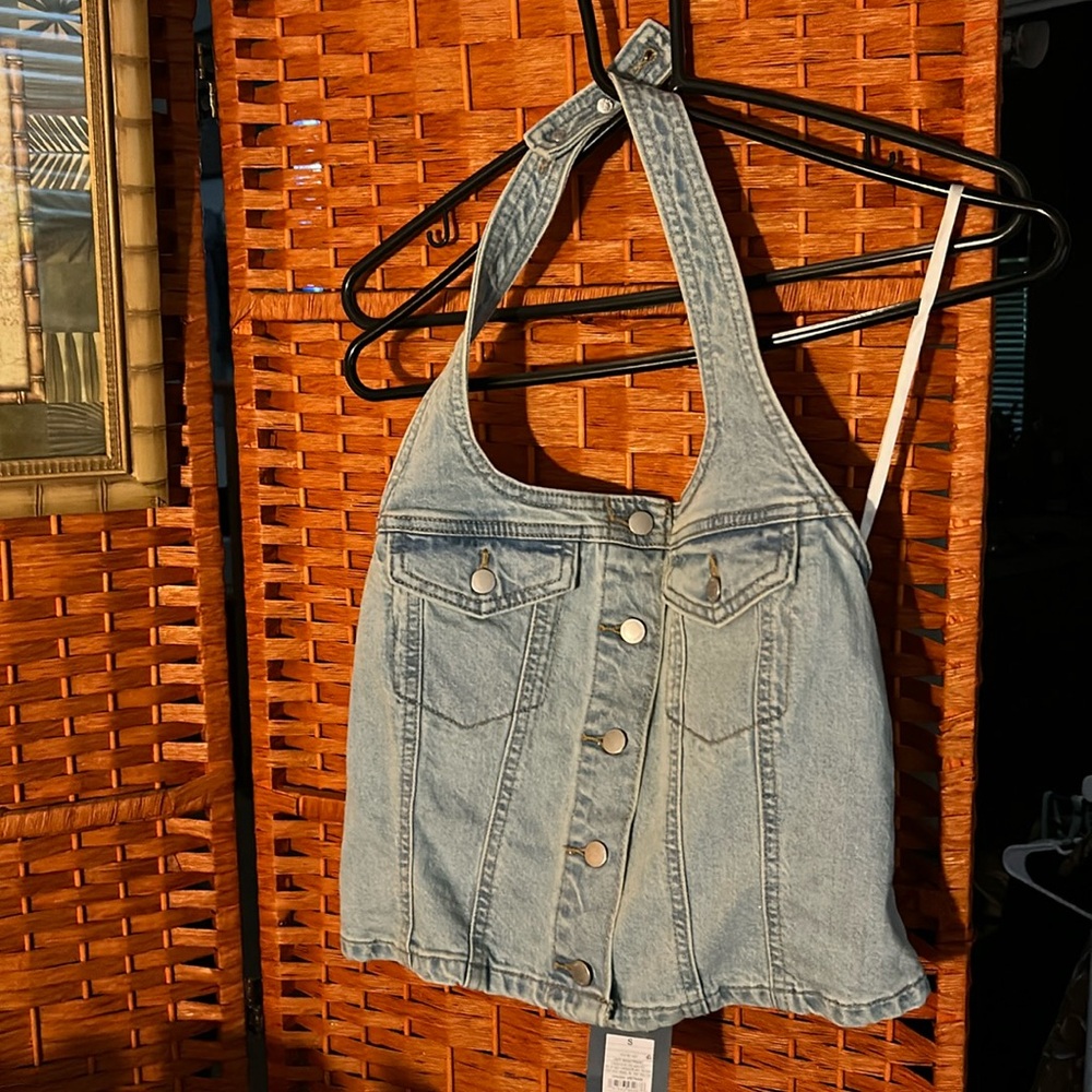 Universal thread denim halter top Small